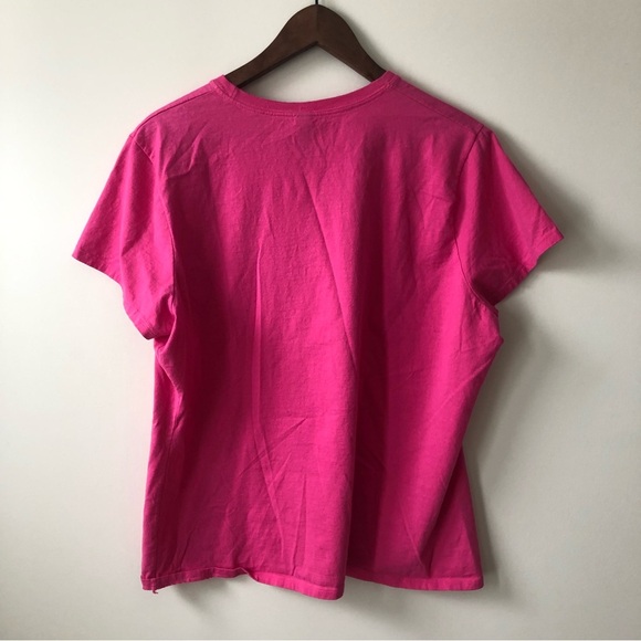 Hanes Jesus Cross Christian Graphic Cotton Tee T-shirt Pink 2XL - Picture 2 of 5